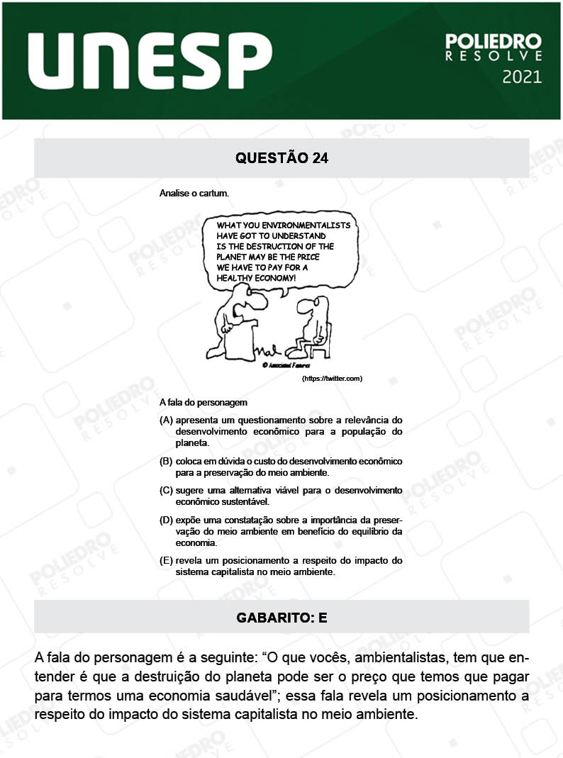 Questão 24 - 1ª Fase - 1º Dia - UNESP 2021