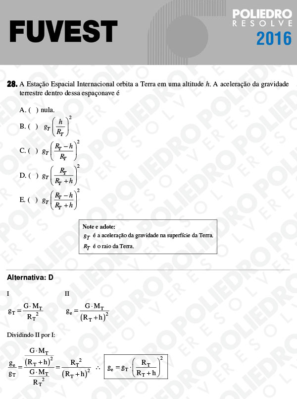Questão 28 - 1ª Fase - FUVEST 2016