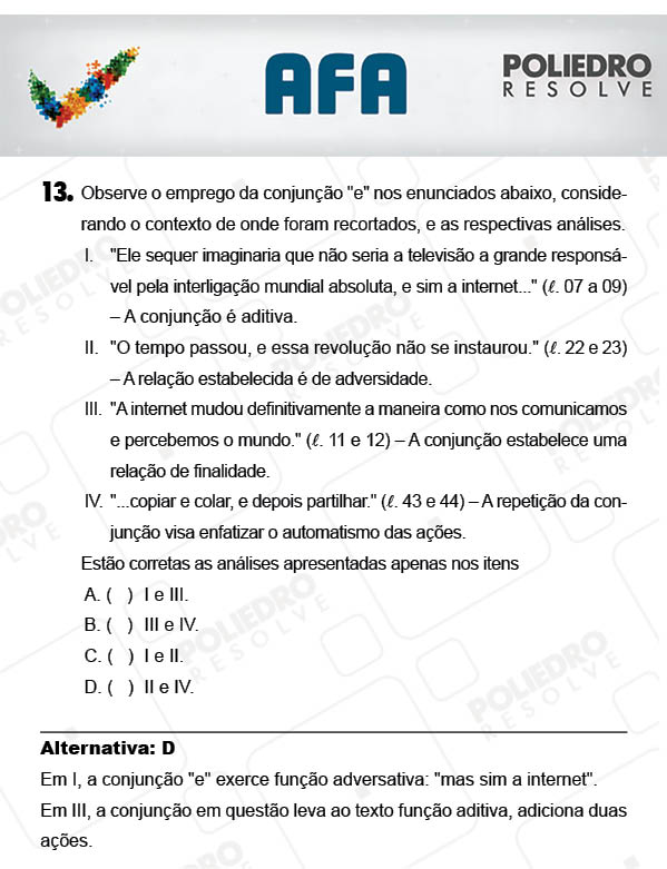 Questão 13 - Prova Modelo A - AFA 2018