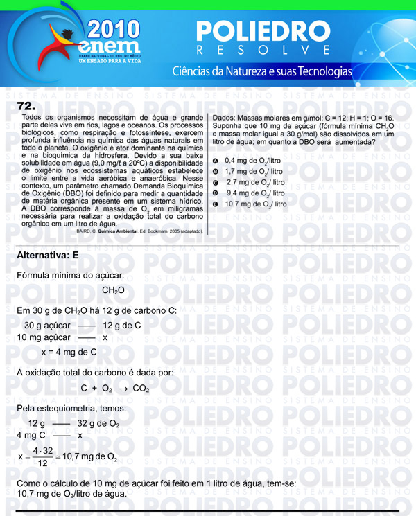 Questão 72 - Sábado (Prova azul) - ENEM 2010