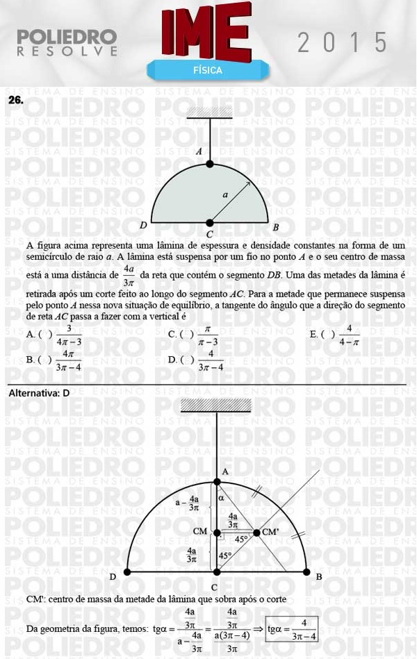 Questão 26 - Objetiva - IME 2015