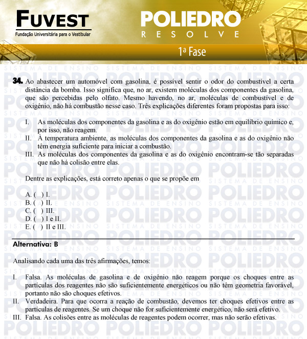 Questão 34 - 1ª Fase - FUVEST 2011