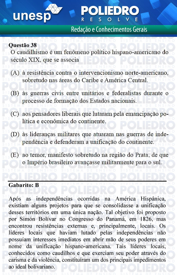 Questão 38 - 1ª Fase - UNESP 2012