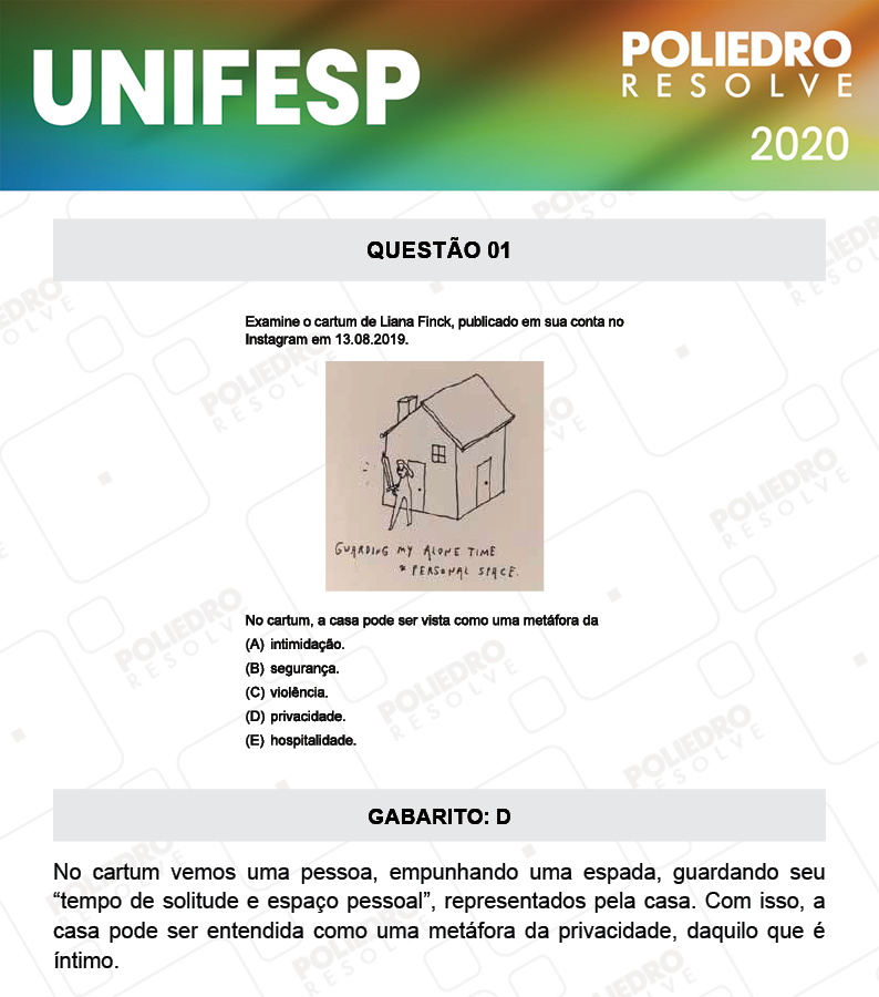 Questão 1 - Fase única - 1º Dia - UNIFESP 2020