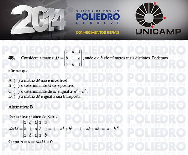 Questão 48 - 1ª Fase - UNICAMP 2014