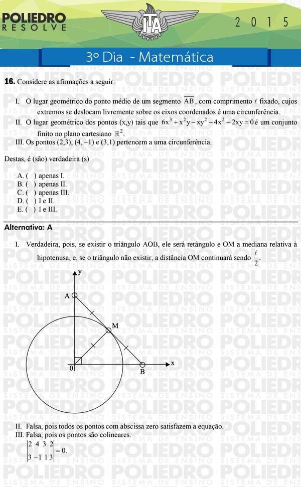 Questão 16 - Matemática - ITA 2015