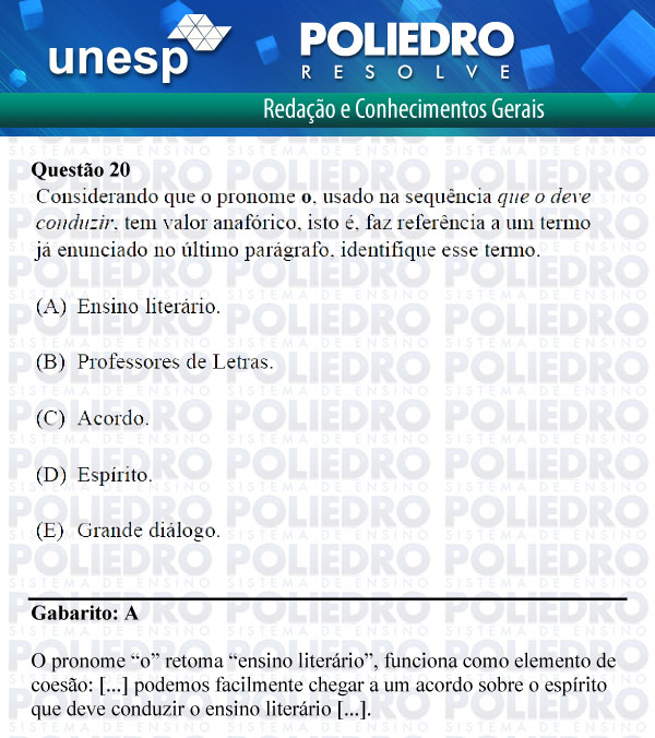 Questão 20 - 1ª Fase - UNESP 2012