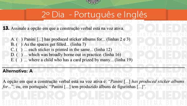 Questão 13 - Português e Inglês - ITA 2015