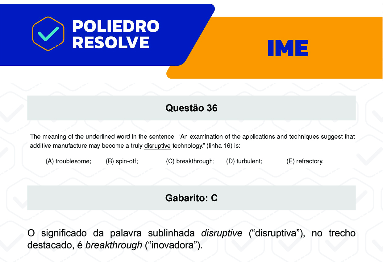 Questão 36 - 2ª Fase - Português/Inglês - IME 2023