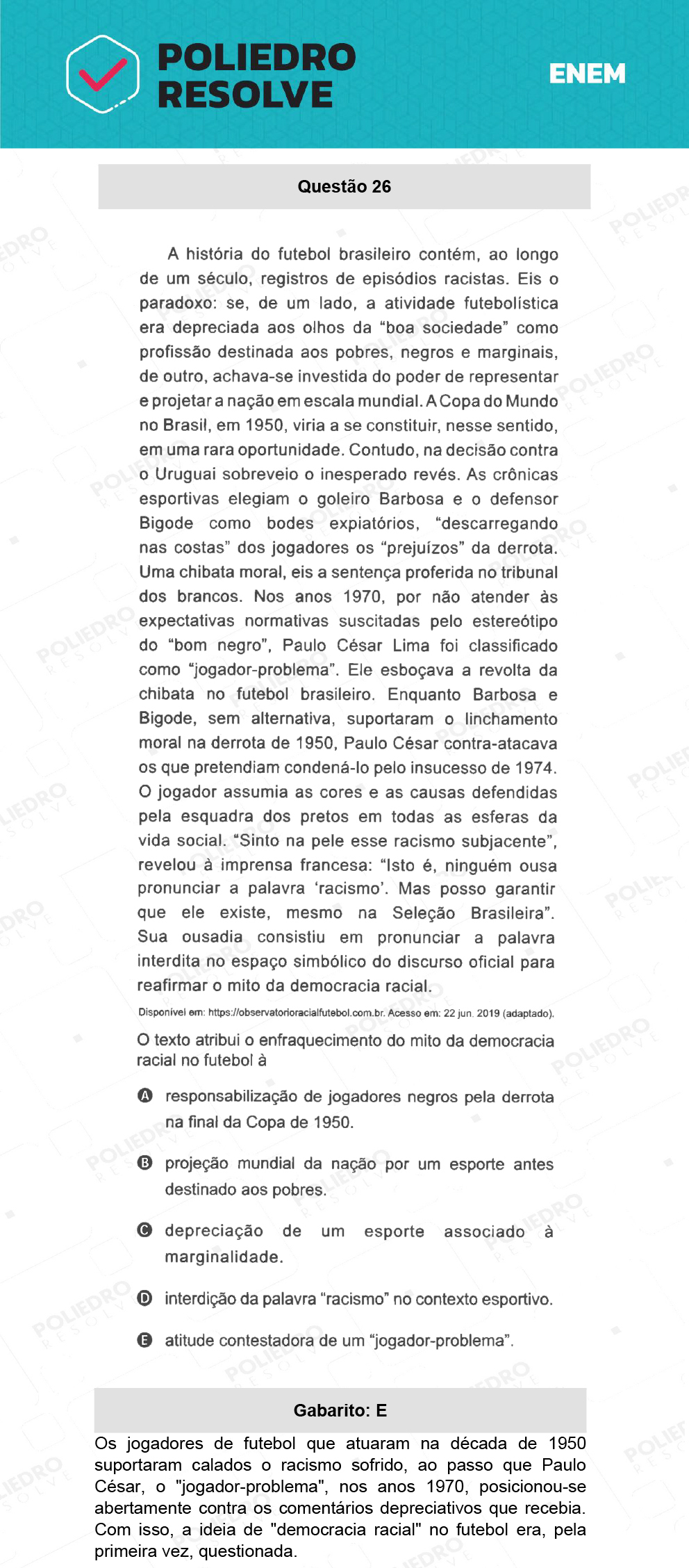 Questão 26 - 1º Dia - Prova Rosa - ENEM 2021