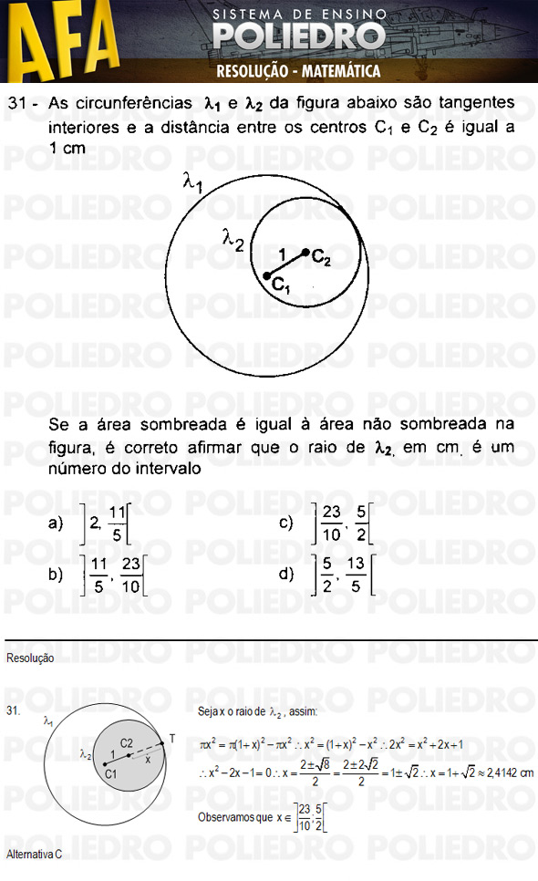 Questão 31 - Código 11 - AFA 2011