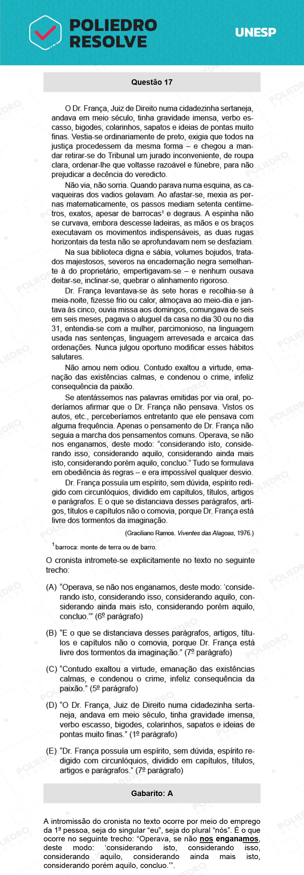 Questão 17 - 1ª Fase - Ext / Hum - UNESP 2022