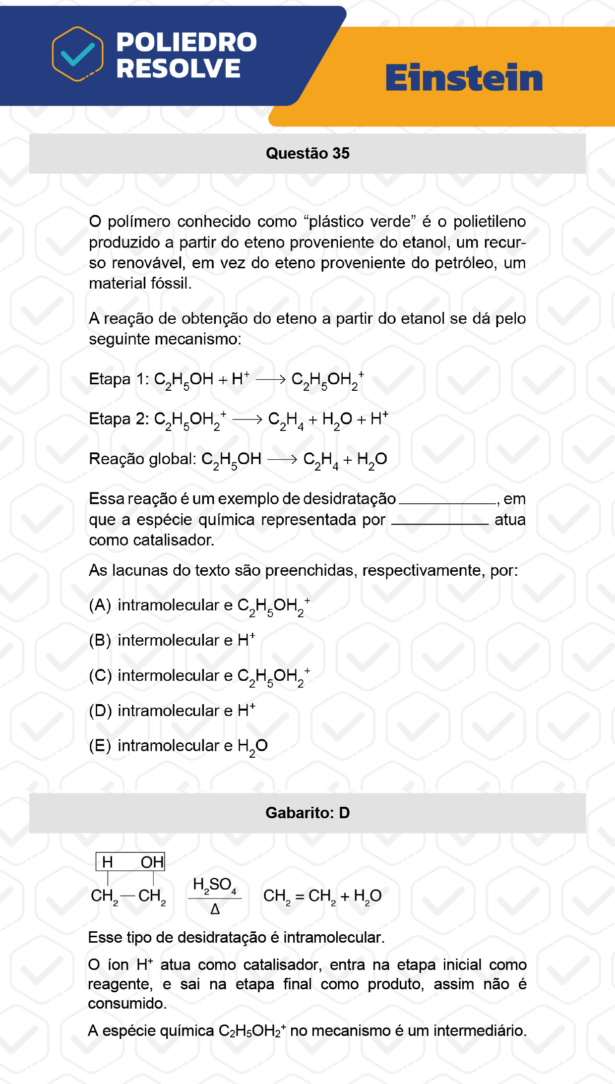 Questão 35 - Fase única - EINSTEIN 2023