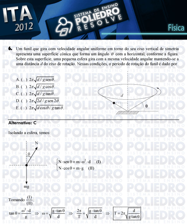 Questão 6 - Física - ITA 2012