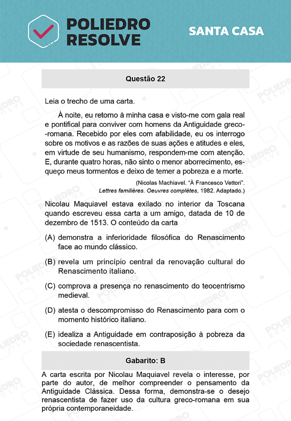 Questão 22 - 1º Dia - SANTA CASA 2022