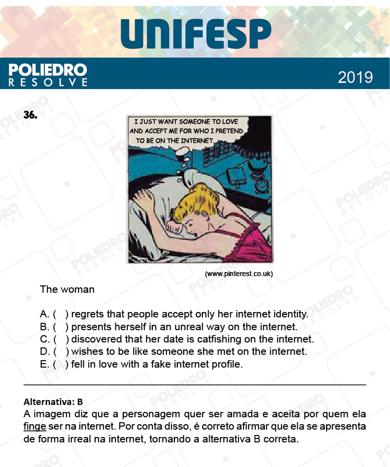 Questão 36 - Fase única - 1º Dia - UNIFESP 2019