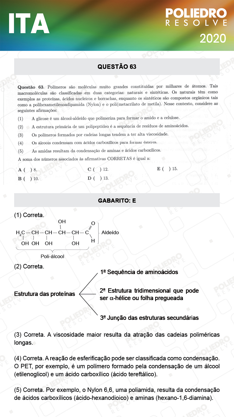 Questão 63 - 1ª Fase - ITA 2020