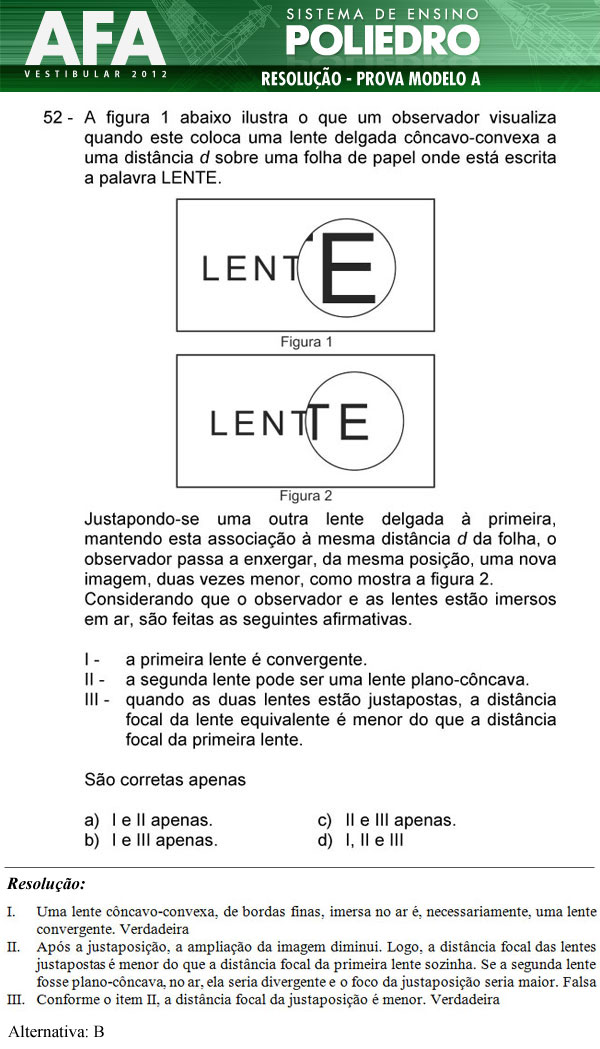 Questão 52 - Prova Modelo A - AFA 2012