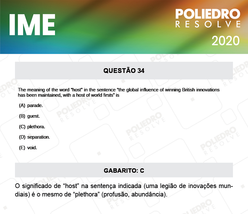 Questão 34 - 2ª Fase - Português/Inglês - IME 2020