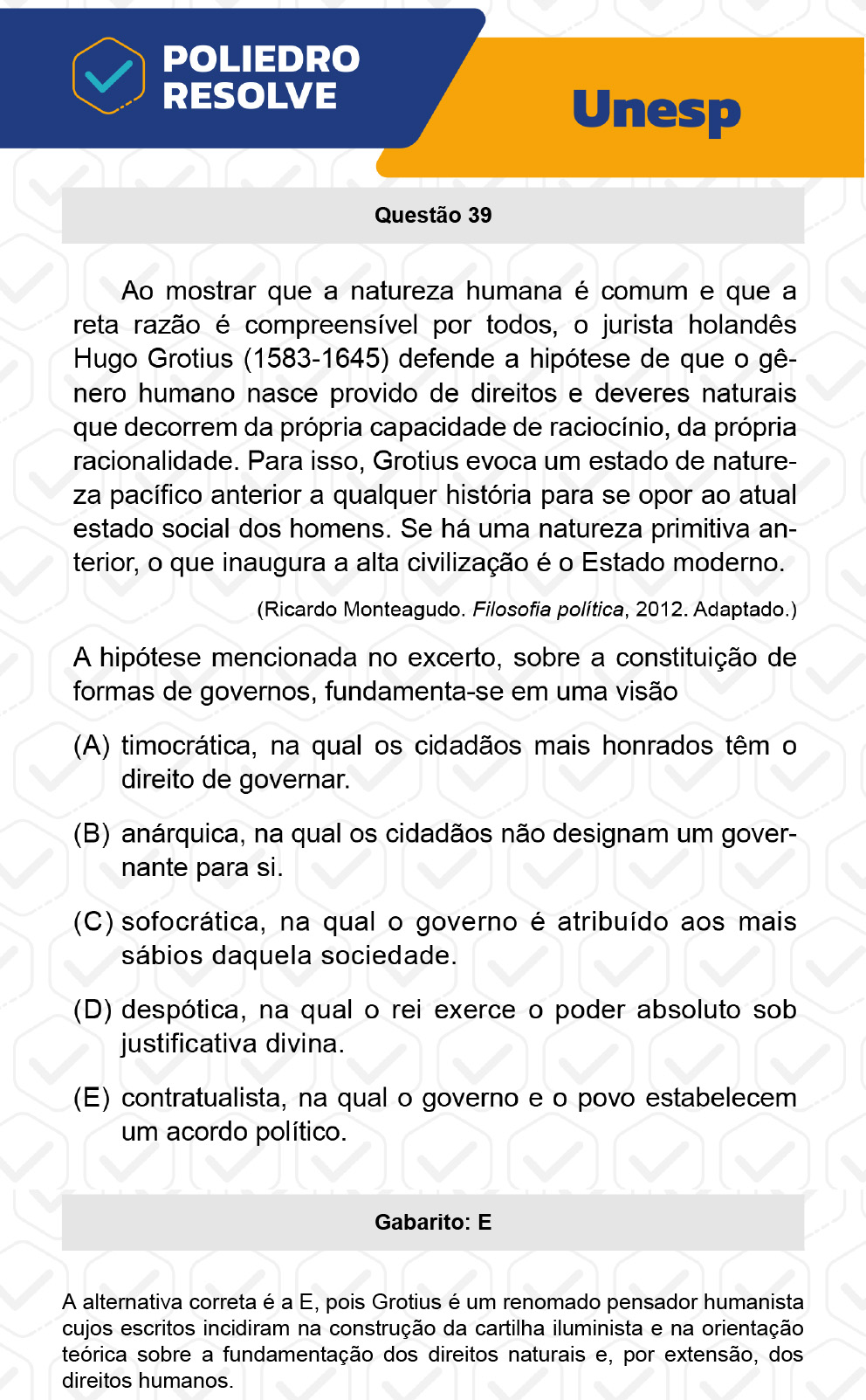 Questão 39 - 2ª Fase - UNESP 2023