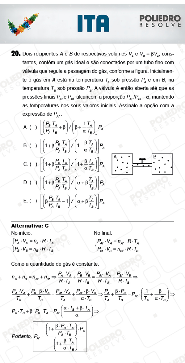 Questão 20 - Física - ITA 2018