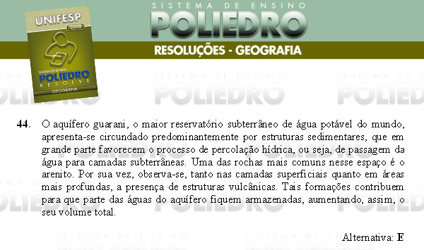 Questão 44 - Conhecimentos Gerais - UNIFESP 2008