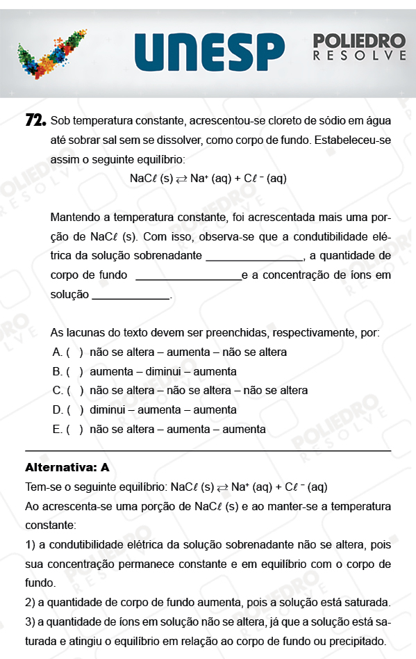 Questão 72 - 1ª Fase - PROVA 4 - UNESP 2018