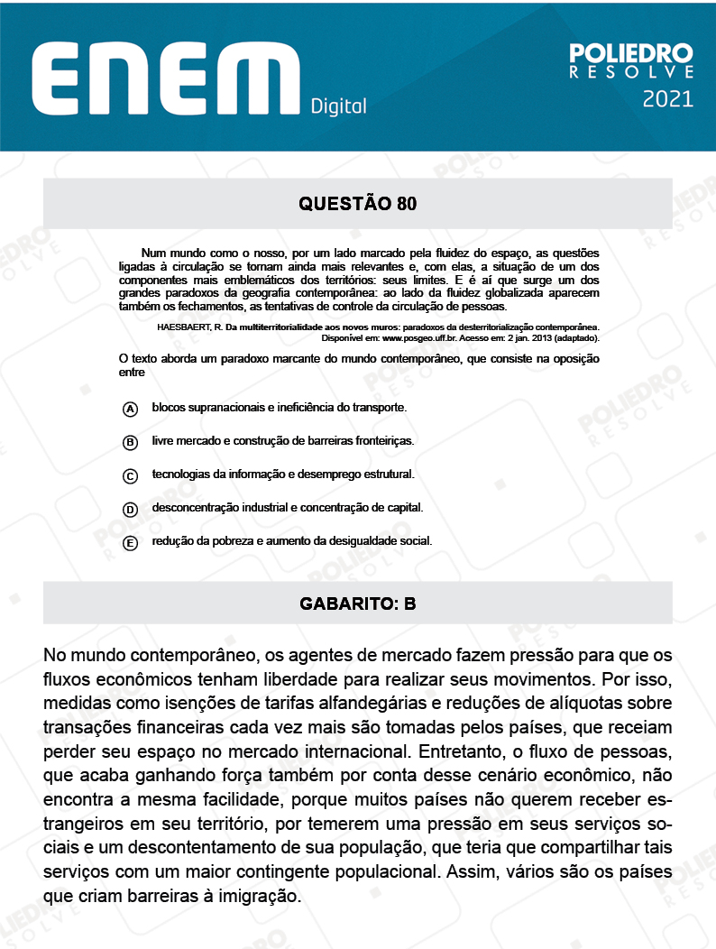 Questão 80 - 1º Dia - Prova Branca - Espanhol - ENEM DIGITAL 2020