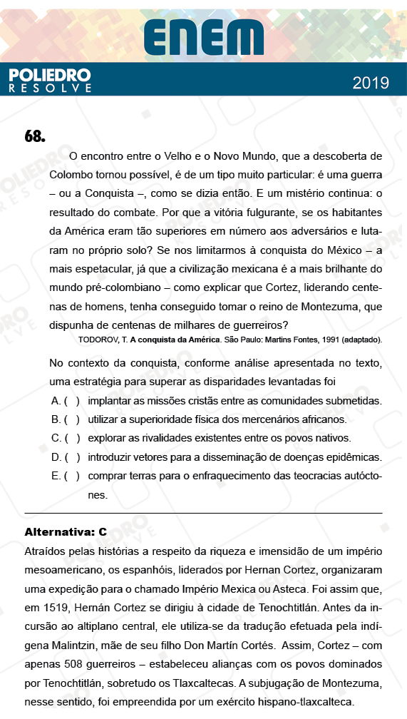 Questão 68 - 1º Dia - Prova AZUL - ENEM 2018