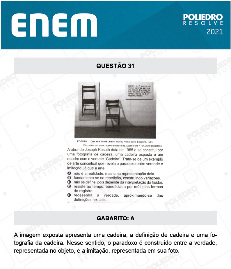 Questão 31 - 1º DIA - Prova Branca - ENEM 2020