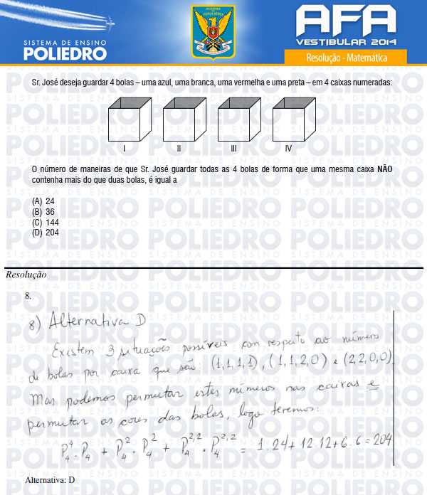 Questão 8 - Prova Modelo B - AFA 2014