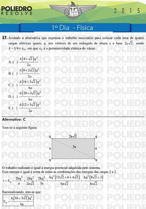 Questão 17 - Física - ITA 2015