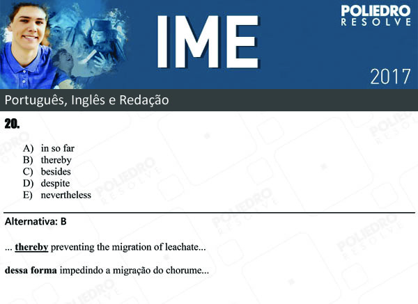 Questão 20 - Português e Inglês - IME 2017