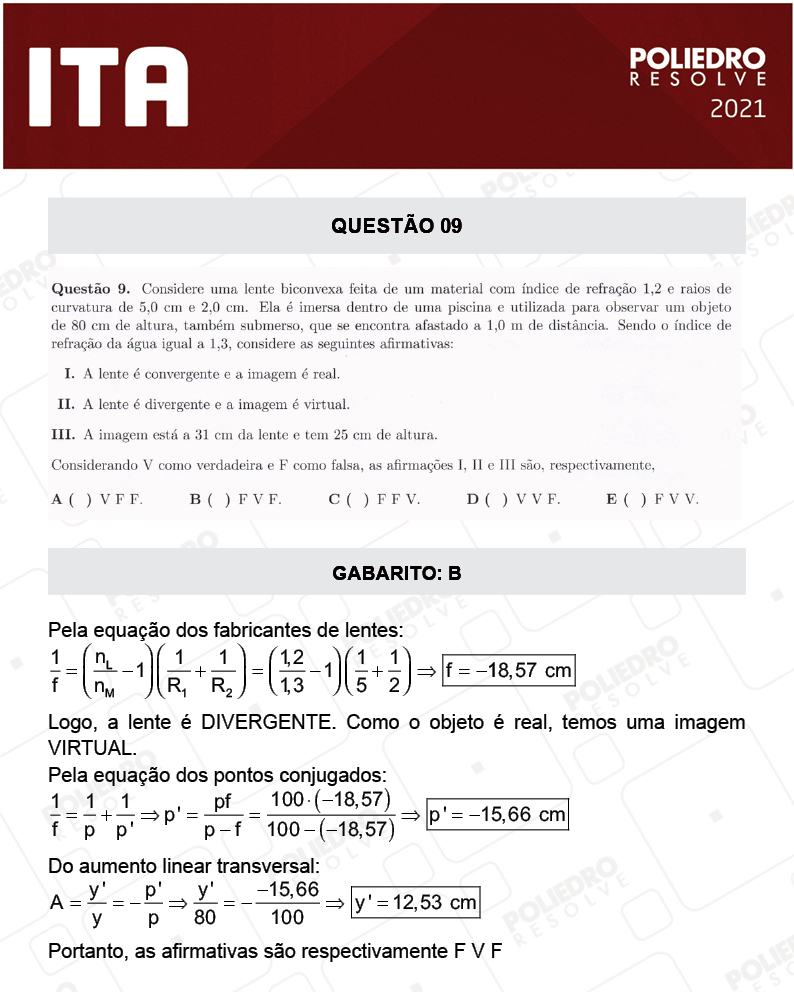 Questão 9 - 1ª Fase - ITA 2021