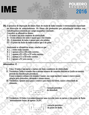 Questão 31 - Objetiva - 1ª Fase - IME 2016