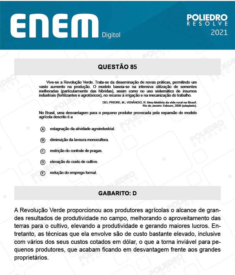 Questão 85 - 1º Dia - Prova Amarela - Espanhol - ENEM DIGITAL 2020