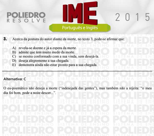 Questão 3 - Português e Inglês - IME 2015