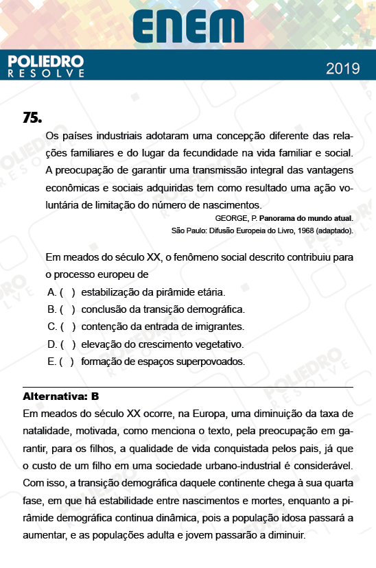 Questão 75 - 1º Dia - Prova AZUL - ENEM 2018