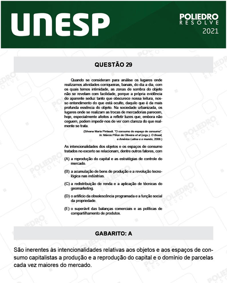 Questão 29 - 2ª Fase - UNESP 2021