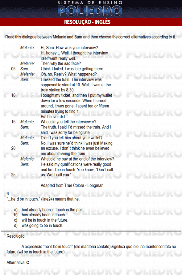 Questão 6 - Inglês e Matemática - AFA 2010