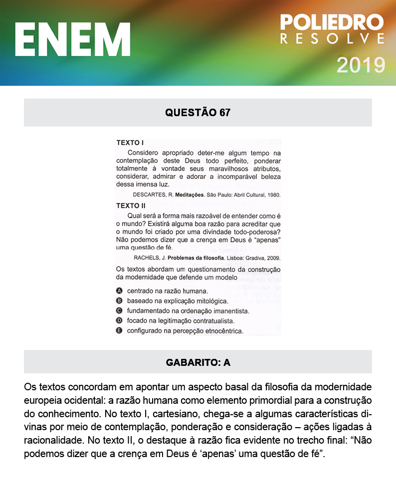 Questão 67 - 1º DIA - PROVA AZUL - ENEM 2019