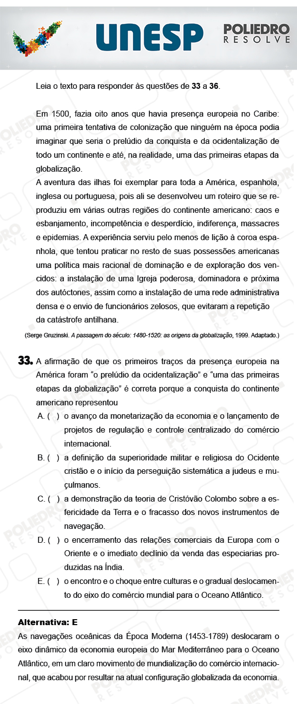 Questão 33 - 1ª Fase - PROVA 4 - UNESP 2018