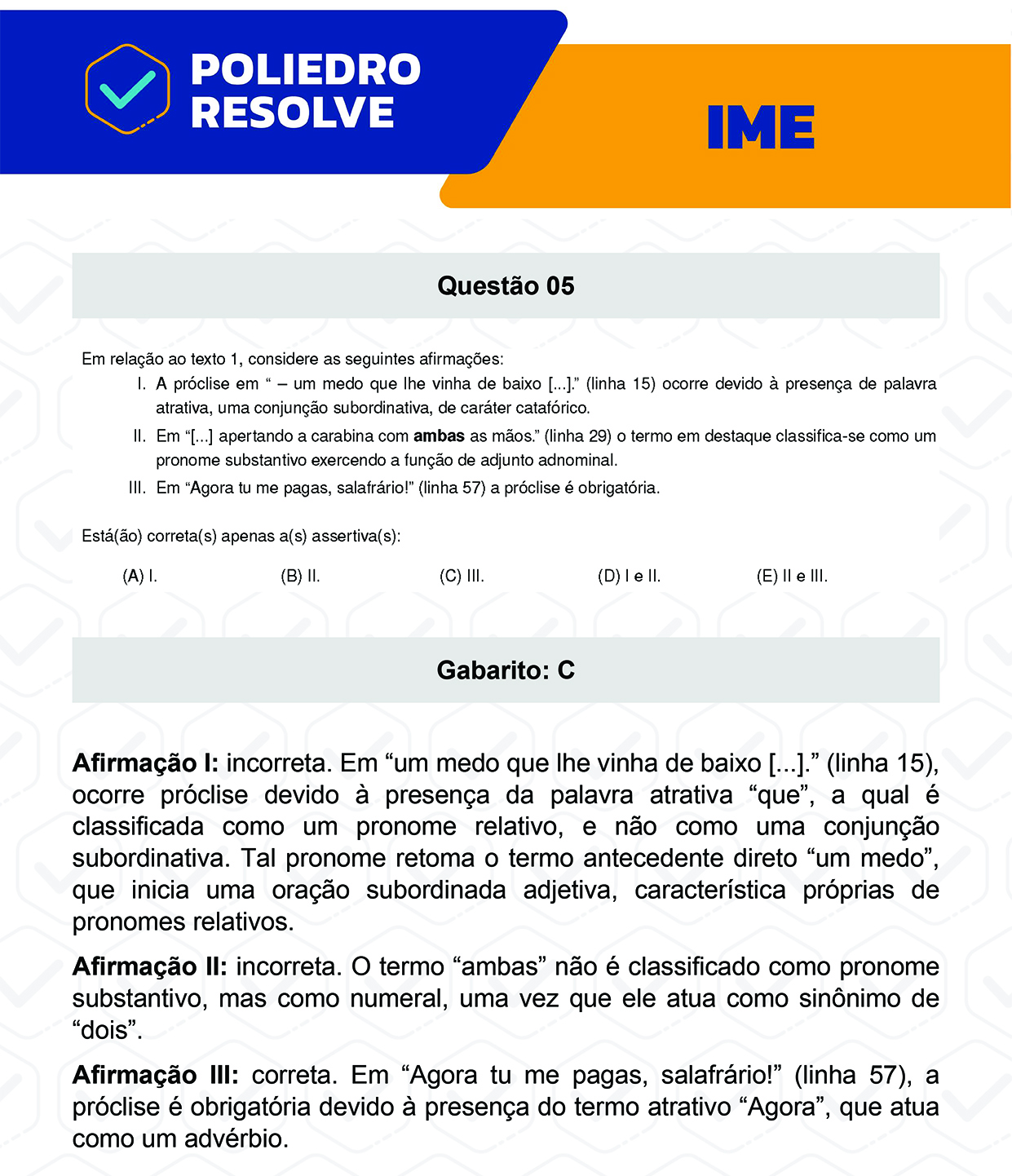 Questão 5 - 2ª Fase - Português/Inglês - IME 2023