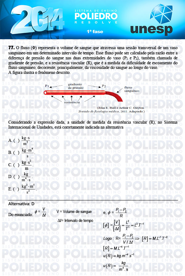 Questão 77 - 1ª Fase - UNESP 2014