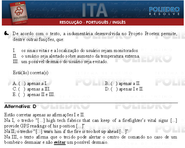 Questão 6 - Português e Inglês - ITA 2009