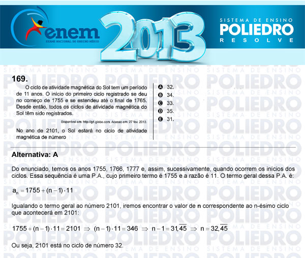 Questão 169 - Domingo (Prova Cinza) - ENEM 2013