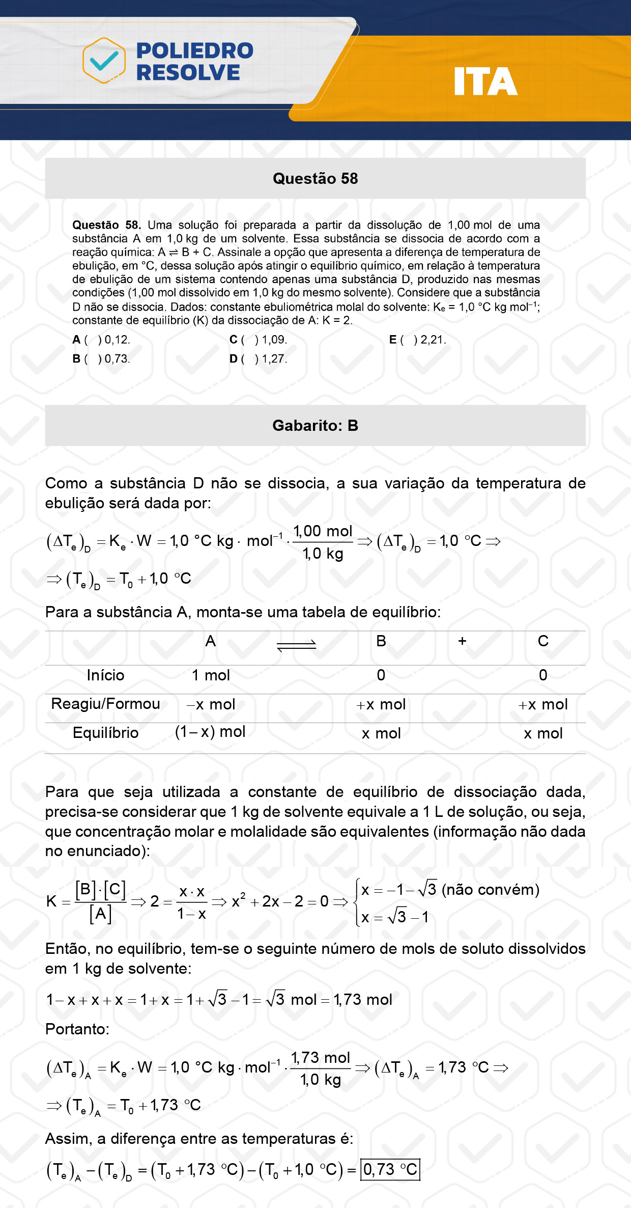 Questão 58 - 1ª Fase - ITA 2024