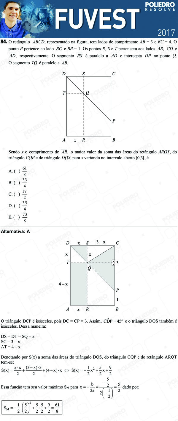 Questão 84 - 1ª Fase - FUVEST 2017