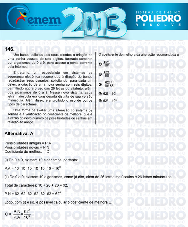 Questão 146 - Domingo (Prova Cinza) - ENEM 2013