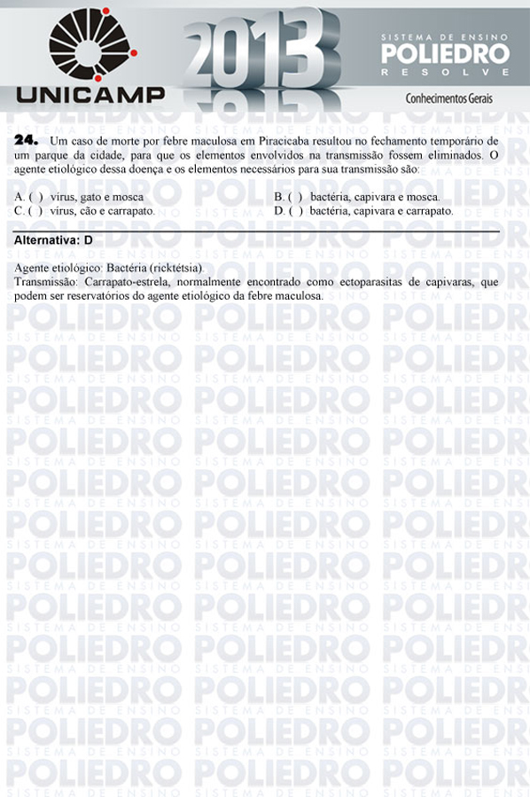 Questão 24 - 1ª Fase - UNICAMP 2013